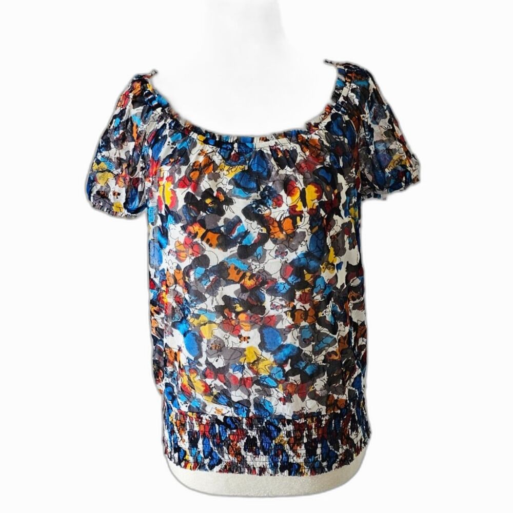 INC International Concept Top Size PS Multicolor Butterflies Short Sleeve